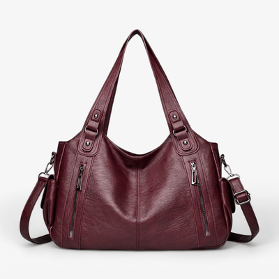 The Sunday Avenue Burgundy Large Retro Shoulder Bag - Bridget