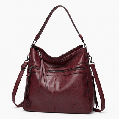 The Sunday Avenue Burgundy Women's Black PU Leather Multi-Compartment Shoulder Bag