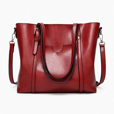 The Sunday Avenue Burgundy Women's Black PU Leather Tote Bag with Detachable Shoulder Strap