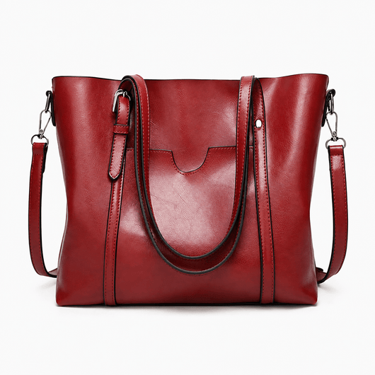 The Sunday Avenue Burgundy Women's Black PU Leather Tote Bag with Detachable Shoulder Strap