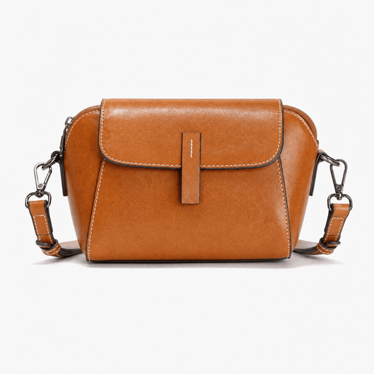 The Sunday Avenue Camel Rectangular Flap Shoulder Bag - Fenella