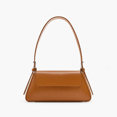 The Sunday Avenue Caramel Orange Women's Black Compact Shoulder Bag with Flap Closure