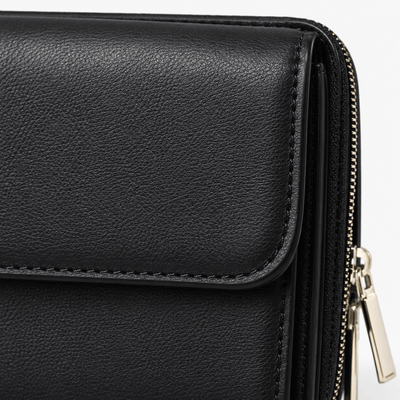 The Sunday Avenue Charlotte Black RFID Blocking Crossbody Bag with Touchscreen Phone Pocket