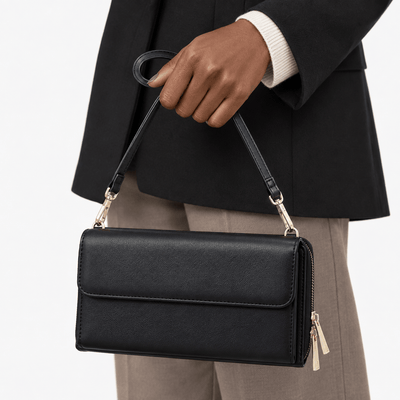 The Sunday Avenue Charlotte Black RFID Blocking Crossbody Bag with Touchscreen Phone Pocket