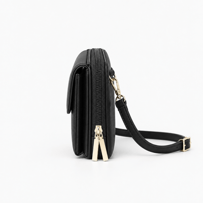 The Sunday Avenue Charlotte Black RFID Blocking Crossbody Bag with Touchscreen Phone Pocket