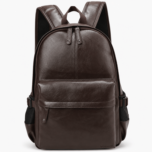 The Sunday Avenue Chocolate Black Waterproof PU Leather 17-Inch Laptop Backpack