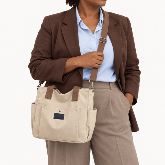 The Sunday Avenue Claire Structured Canvas Tote Bag for 15.6" Laptops