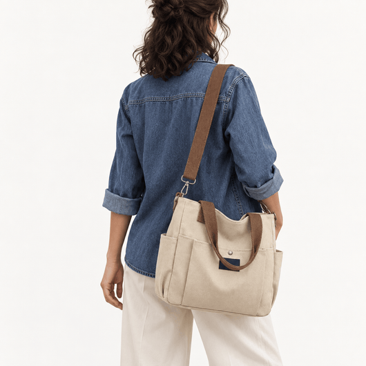 The Sunday Avenue Claire Structured Canvas Tote Bag for 15.6" Laptops