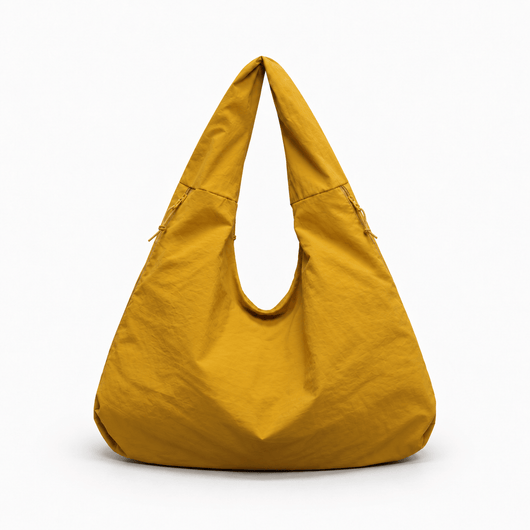 The Sunday Avenue Clara Yellow Nylon Hobo Bag with Multiple Pockets