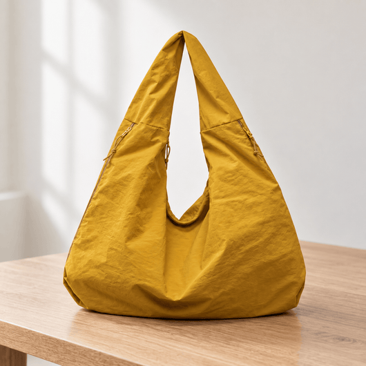 The Sunday Avenue Clara Yellow Nylon Hobo Bag with Multiple Pockets
