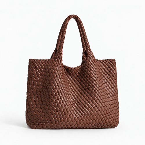 Women's Woven Vegan PU Leather Tote Bag - Perpetua