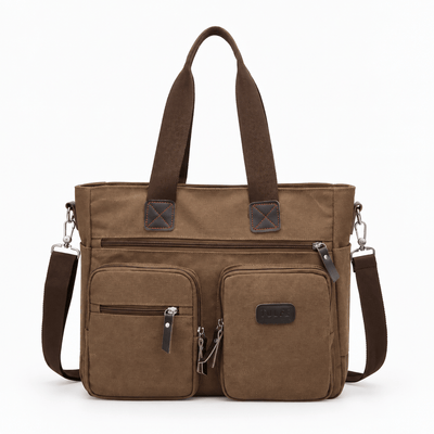The Sunday Avenue Coffee Madeline Brown Canvas Multi-Pocket Tote Bag