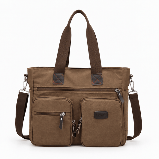 The Sunday Avenue Coffee Madeline Brown Canvas Multi-Pocket Tote Bag