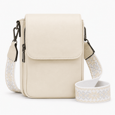 The Sunday Avenue Cream / Medium Bonnie Brown Faux Leather RFID Crossbody Bag