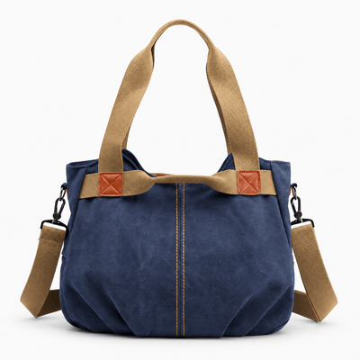 The Sunday Avenue Dark Blue Eleanor Blue Canvas Tote Bag with Detachable Crossbody Strap