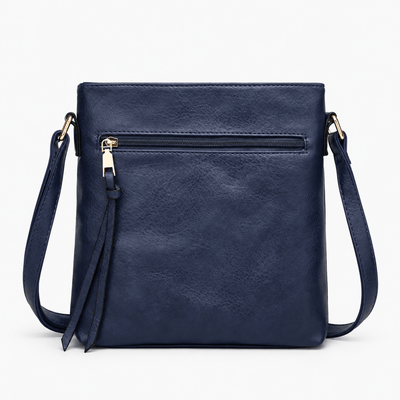 The Sunday Avenue Dark Blue Women's Medium Brown Leather Hobo Crossbody Bag with Removable Inner Pouch