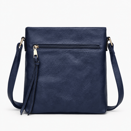 The Sunday Avenue Dark Blue Women's Medium Brown Leather Hobo Crossbody Bag with Removable Inner Pouch