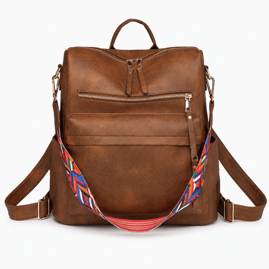 The Sunday Avenue Dark Brown Sophia Brown Convertible Vegan Leather Backpack Purse