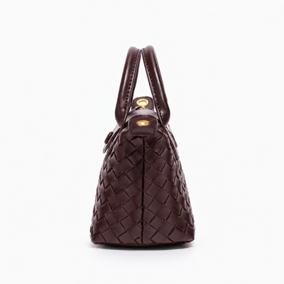 The Sunday Avenue Dark Brown Woven Mini Crossbody Bag with Top Handles