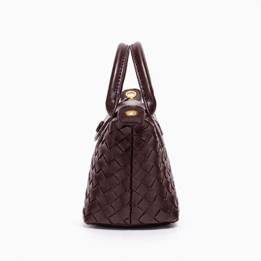 The Sunday Avenue Dark Brown Woven Mini Crossbody Bag with Top Handles