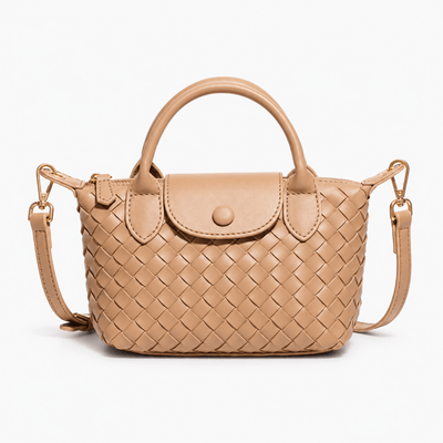 The Sunday Avenue Dark Brown Woven Mini Crossbody Bag with Top Handles