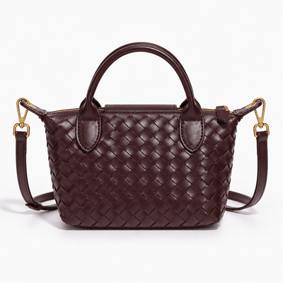 The Sunday Avenue Dark Brown Woven Mini Crossbody Bag with Top Handles