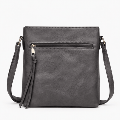The Sunday Avenue Dark Grey Women's Medium Brown Leather Hobo Crossbody Bag with Removable Inner Pouch