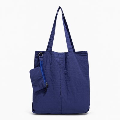 The Sunday Avenue Deep Blue + Free Small Purse Khaki Lightweight Tote Bag with Removable Zipped Pouch
