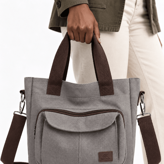 The Sunday Avenue Dorothy Grey Canvas Multi-Compartment Tote Bag