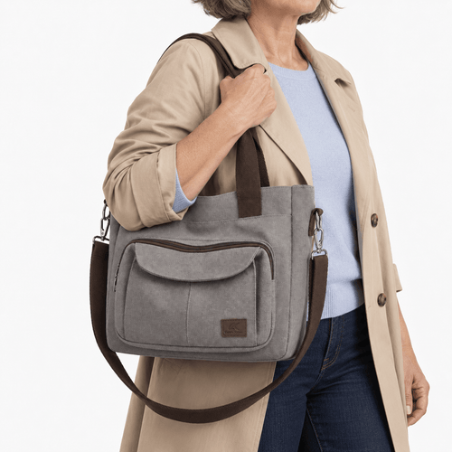 Canvas Multi-Compartment Tote Bag - Isolde
