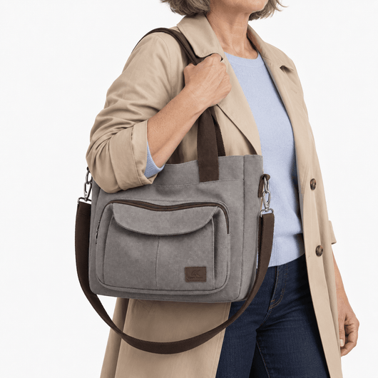 The Sunday Avenue Dorothy Grey Canvas Multi-Compartment Tote Bag