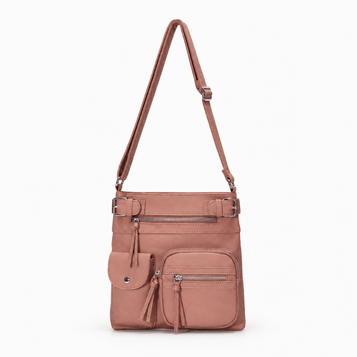 Faux Leather Multi-Pocket Crossbody Bag - Nerine