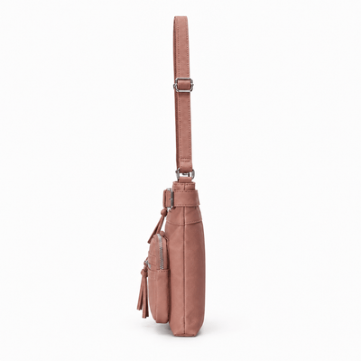 The Sunday Avenue Dusty Pink Faux Leather Multi-Pocket Crossbody Bag