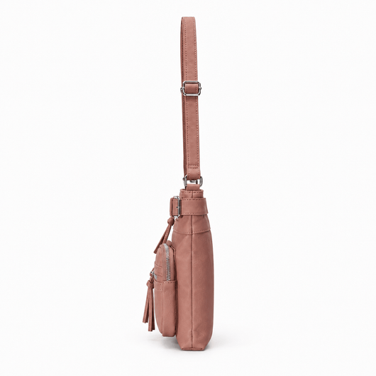 The Sunday Avenue Dusty Pink Faux Leather Multi-Pocket Crossbody Bag