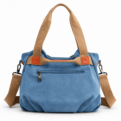 The Sunday Avenue Eleanor Blue Canvas Tote Bag with Detachable Crossbody Strap