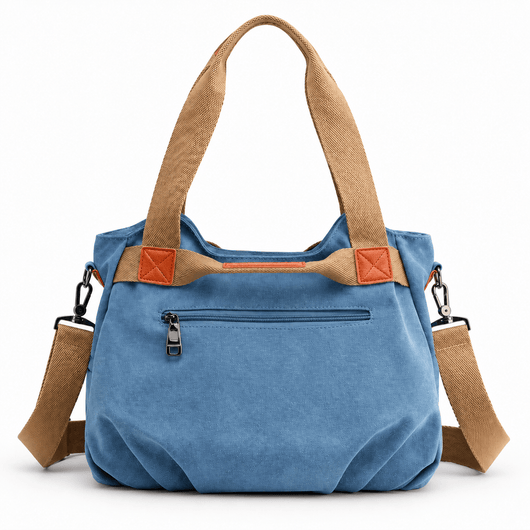 The Sunday Avenue Eleanor Blue Canvas Tote Bag with Detachable Crossbody Strap