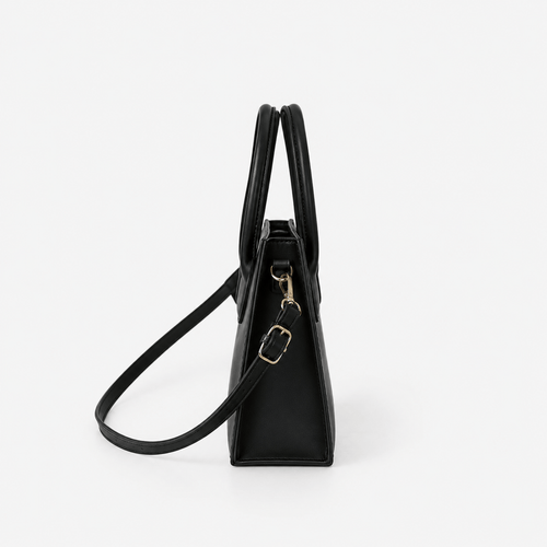 Élise Black Compact Crossbody Handbag with Top Handles
