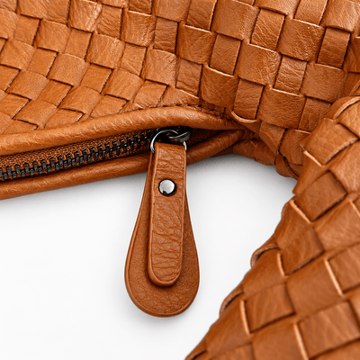 The Sunday Avenue Evelien Brown Woven Faux Leather Hobo Bag