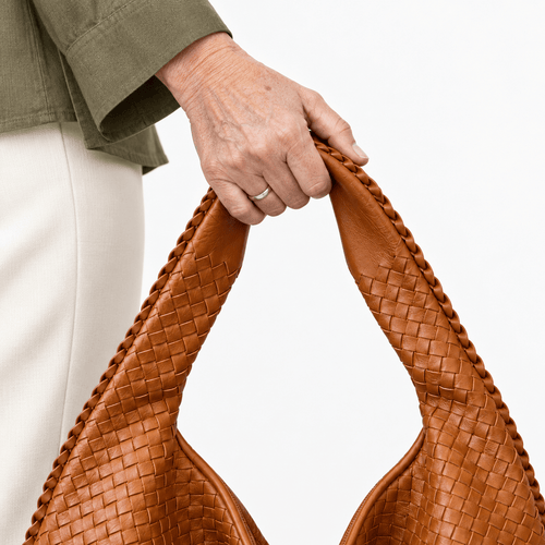 Woven Faux Leather Hobo Bag - Violet