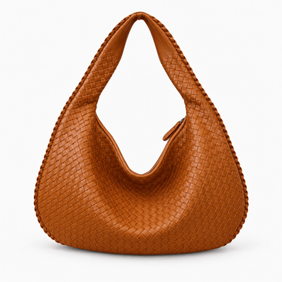The Sunday Avenue Evelien Brown Woven Faux Leather Hobo Bag