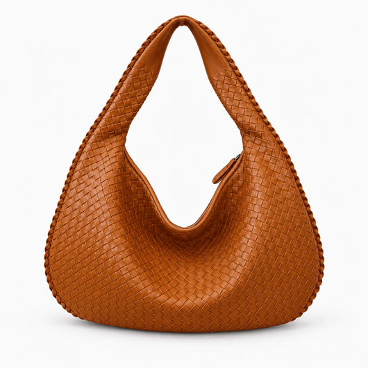 The Sunday Avenue Evelien Brown Woven Faux Leather Hobo Bag