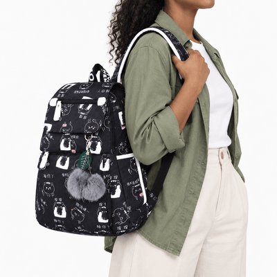 The Sunday Avenue Girls' Waterproof Nylon School Backpack with Cartoon Print and USB Port