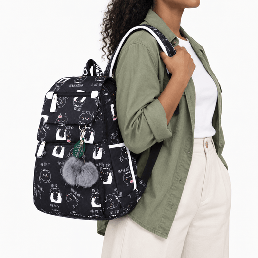 The Sunday Avenue Girls' Waterproof Nylon School Backpack with Cartoon Print and USB Port
