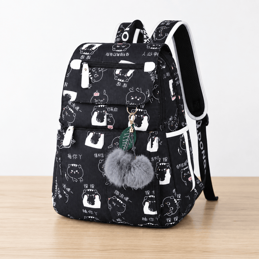 The Sunday Avenue Girls' Waterproof Nylon School Backpack with Cartoon Print and USB Port