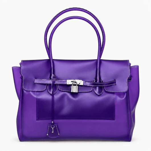 The Sunday Avenue Grape Lilac Matte Jelly PVC Tote Bag with Lock