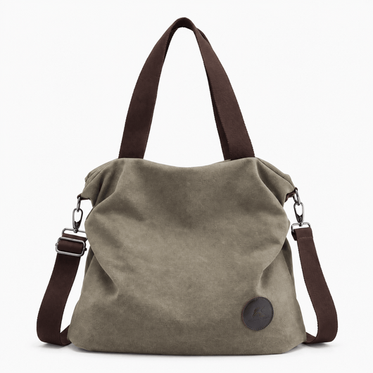 The Sunday Avenue Green Kate Grey Canvas Convertible Shoulder Bag