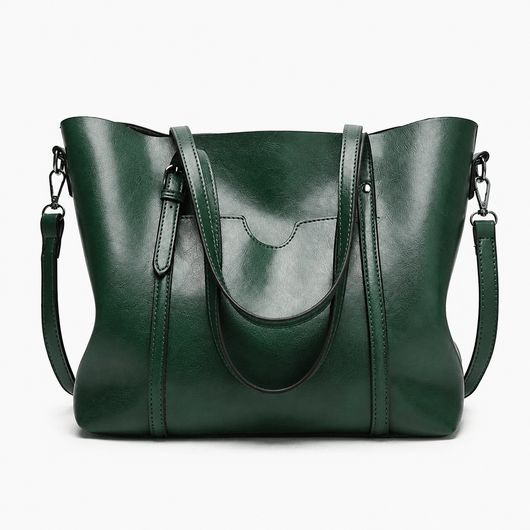 The Sunday Avenue Green Women's Black PU Leather Tote Bag with Detachable Shoulder Strap