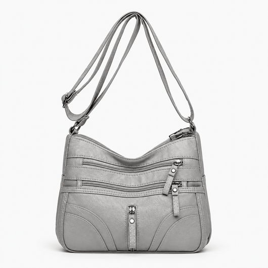 The Sunday Avenue Grey Abigail Red Vintage Faux Leather Shoulder Bag