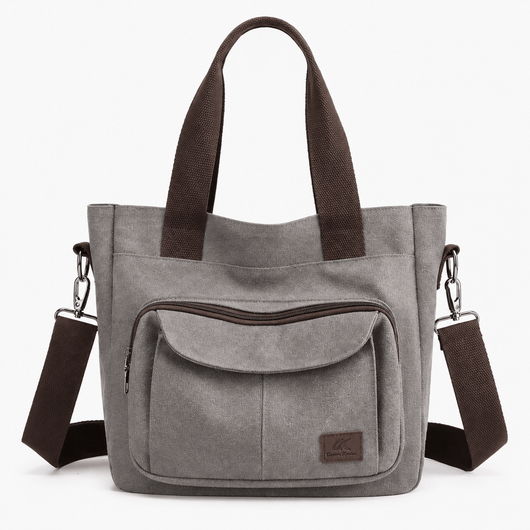The Sunday Avenue Grey Dorothy Grey Canvas Multi-Compartment Tote Bag