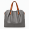 Genuine Cowhide Leather Litchi Grain Top Handle Shoulder Handbag - Fern